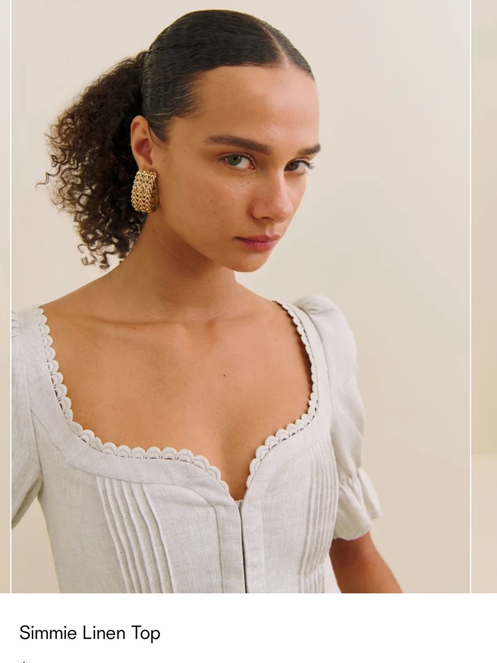Reformation Simmie Linen Top Natural - Size 4 - Picture 2 of 9